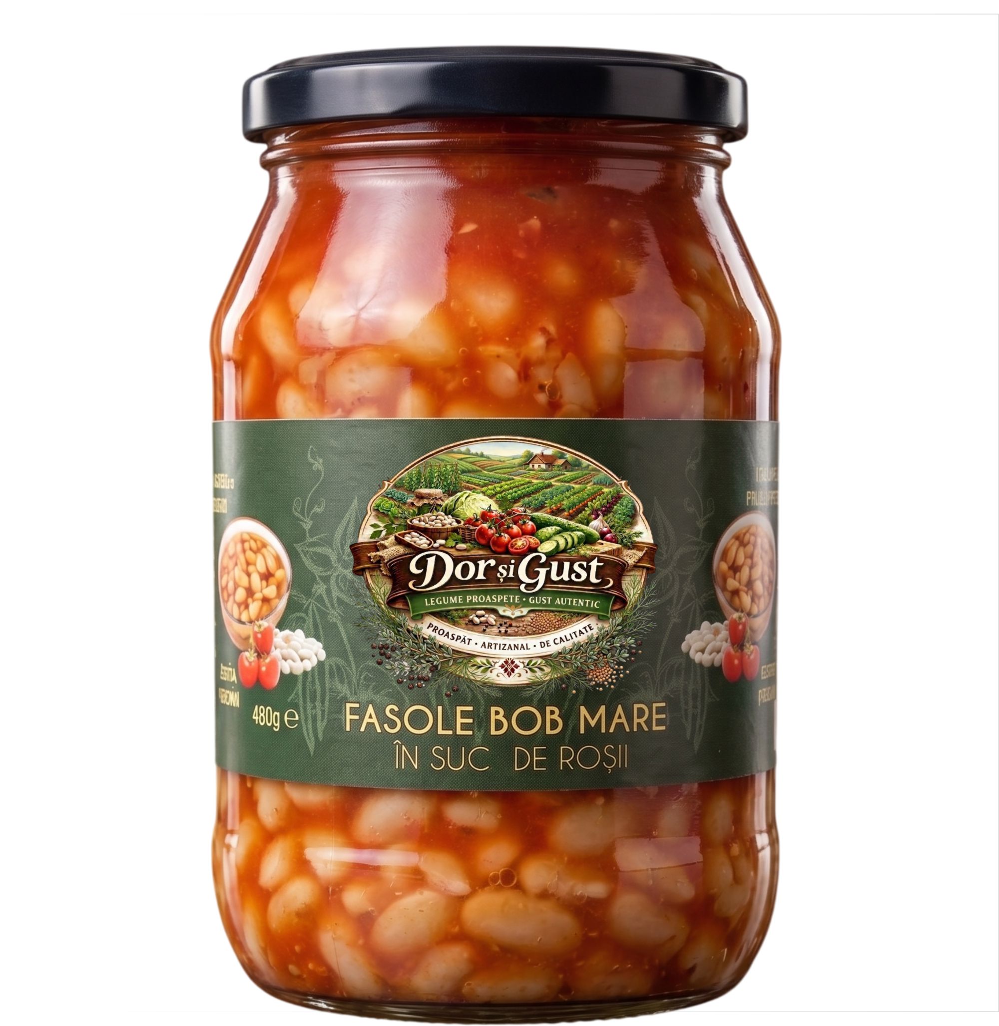 FASOLE ALBA IN SUC DE ROȘII 480g COMANDA MINIMA 6 bucati din gama DOR SI GUST!