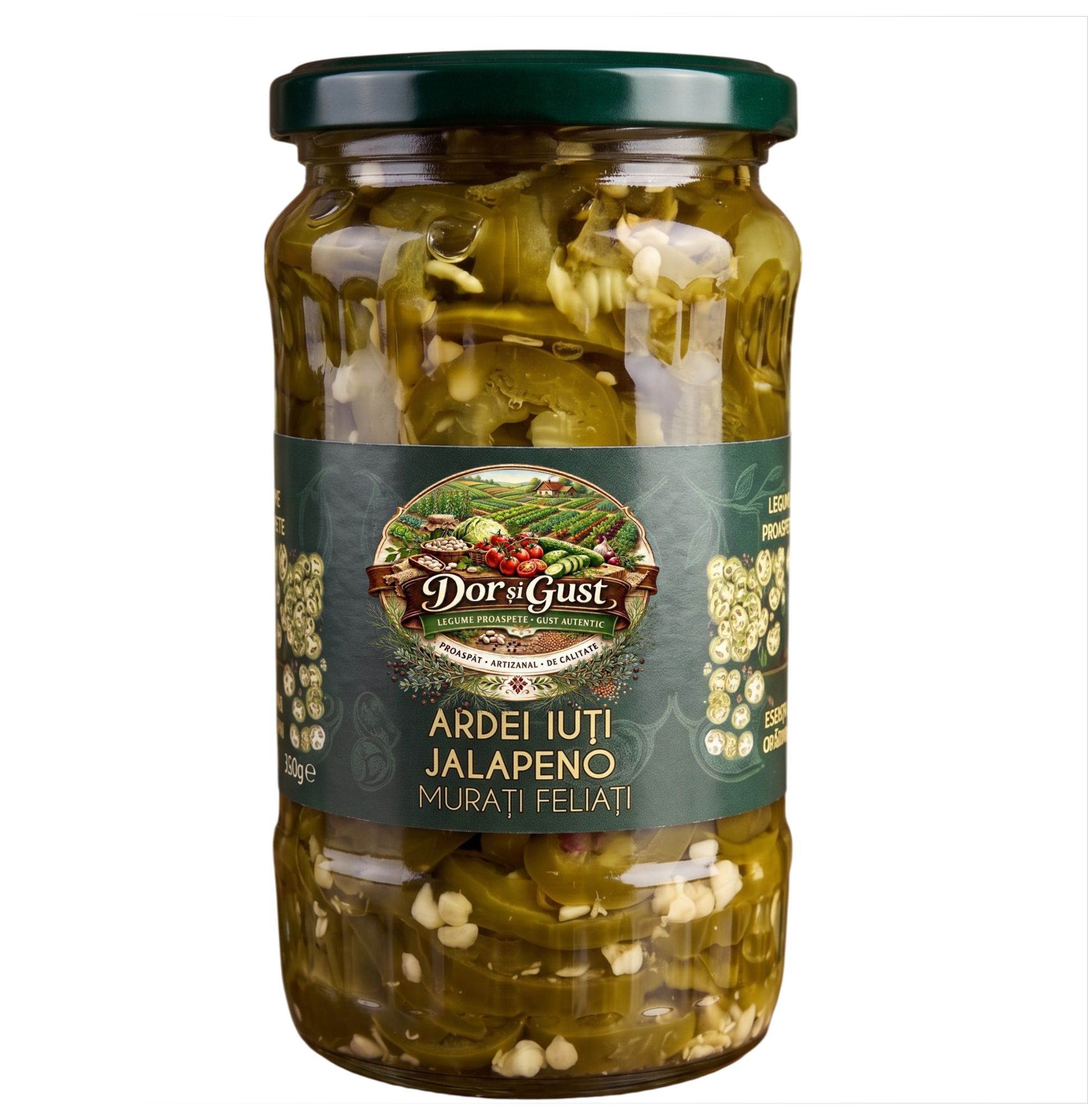 ARDEI IUȚI JALAPENO MURAȚI, FELIAȚI 350g COMANDA MINIMA 6 bucati din gama DOR SI GUST!